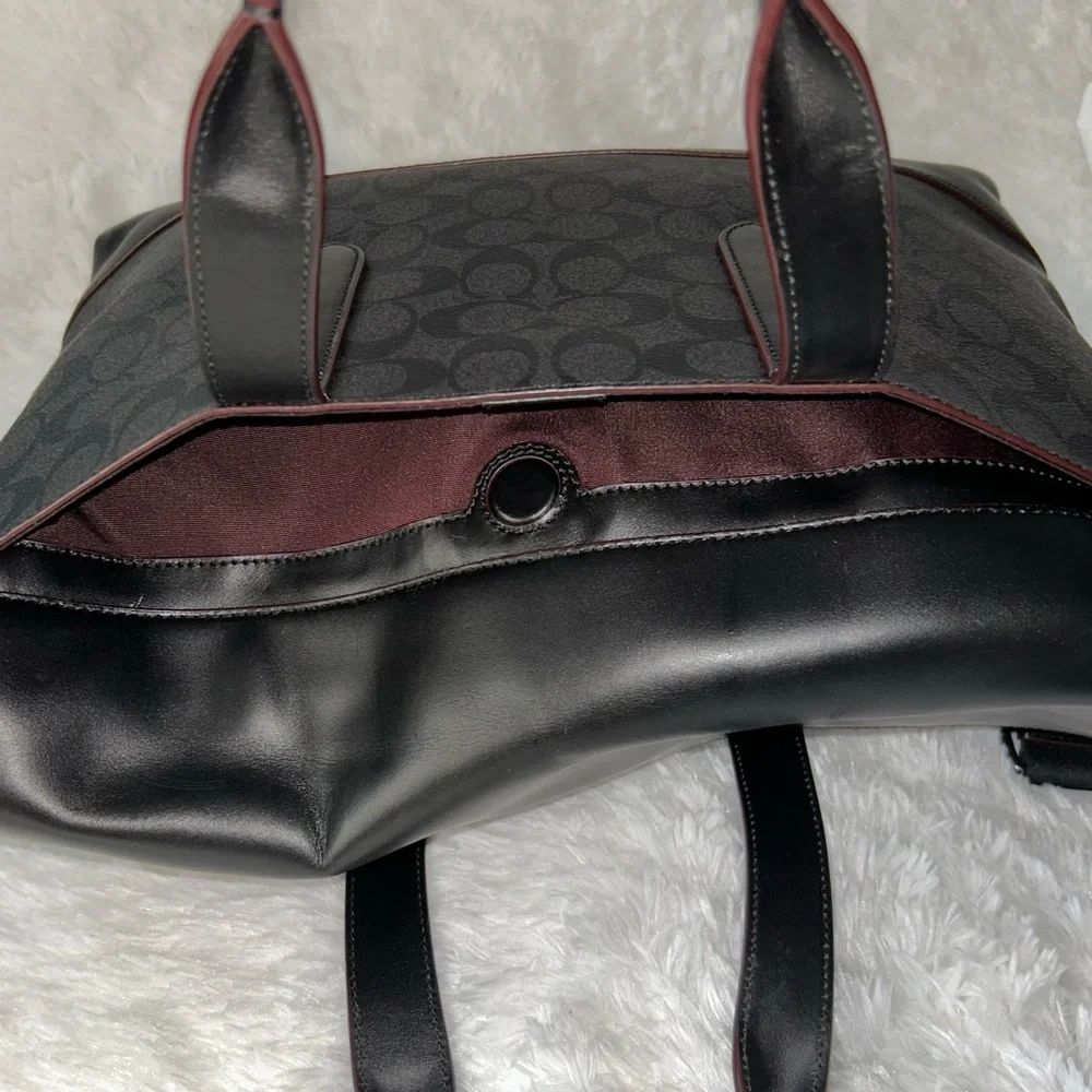 Coach Leather Hamilton Portfolio Brief Briefcase Laptop Signature Monogram Bag